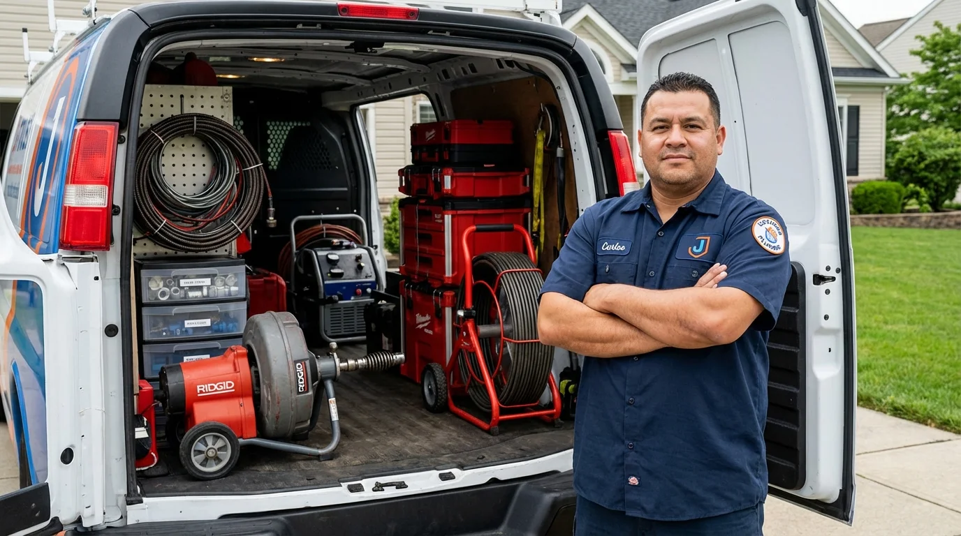 Professional drain cleaning equipment and Johns Plumbing LLC plumber in Bradford
