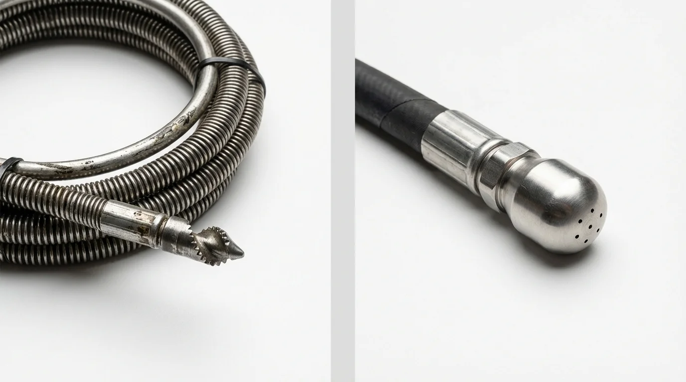 Drain snake cable and hydro jetting nozzle used for drain cleaning in Bradford, PA